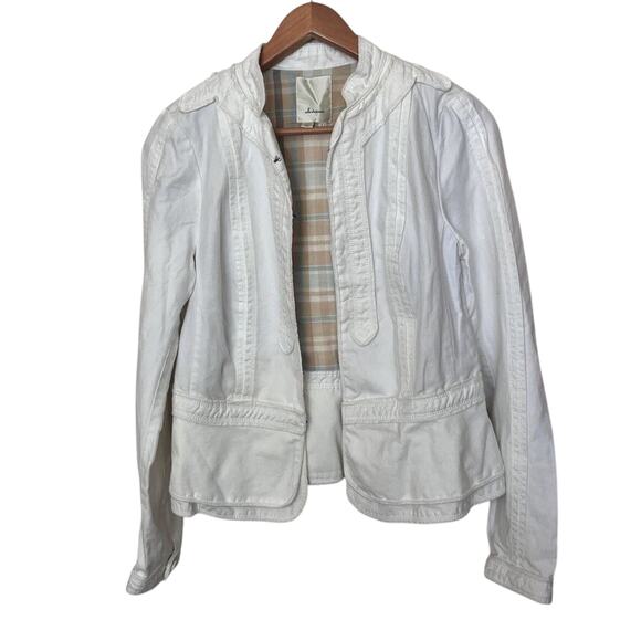 Anthropologie ELEVENSES White Cotton Limen Blend Jacket Size 8 10 Medium Casual - Picture 1 of 7